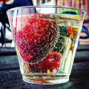 Strawberries in Bold Rock Hard Cider at Chiles Peach Orchard