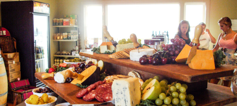 Women around a table of food