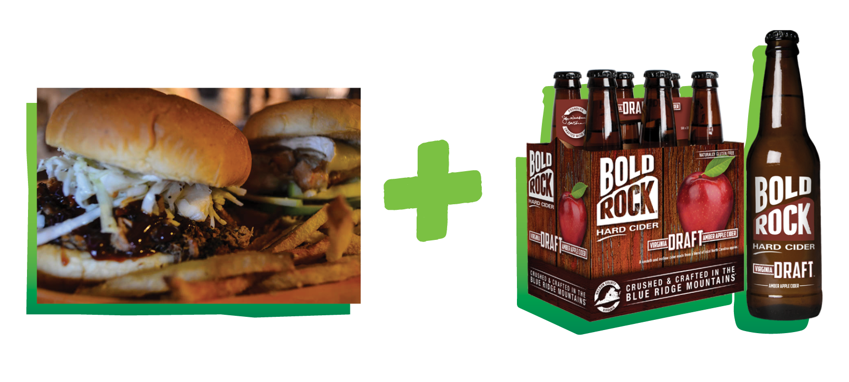 Barbecue burger paired with Virginia Draft Bold Rock