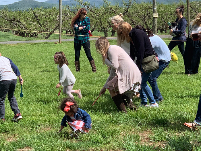 Easter Egg Roll during the Hop Into Spring event at Chiles Peach Orchard