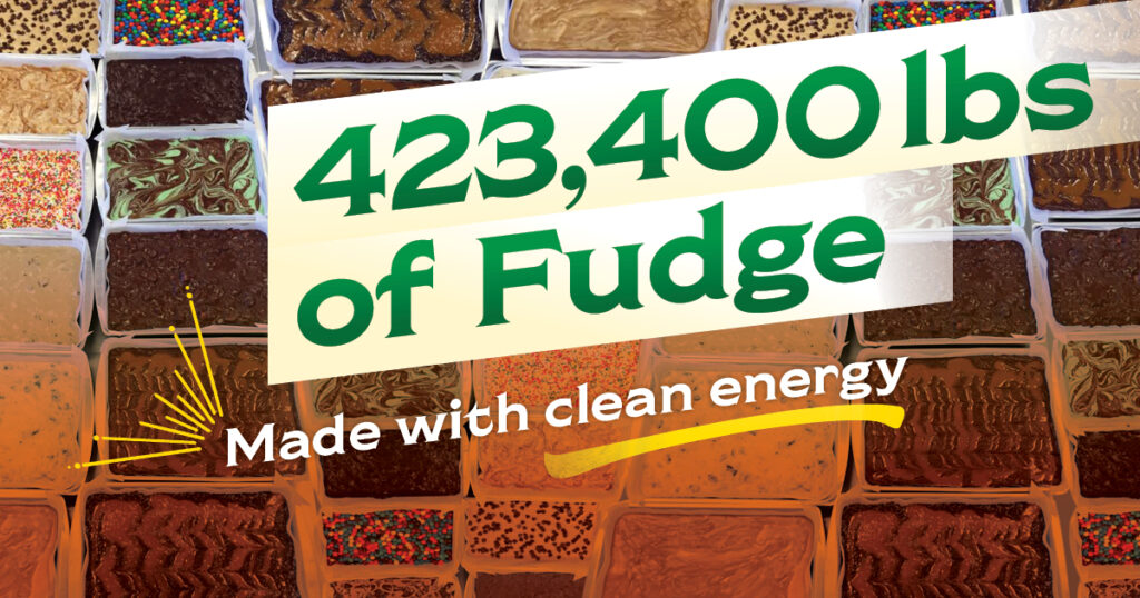 Chiles Family Orchards can produce 423.400 lbs of fudge with clean energy.